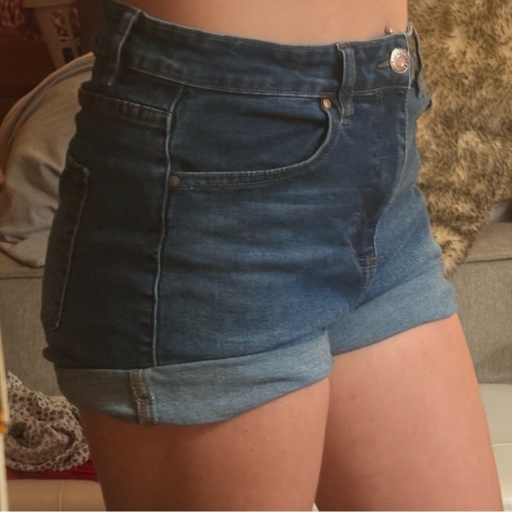 Stylish High Waist Blue Denim Shorts